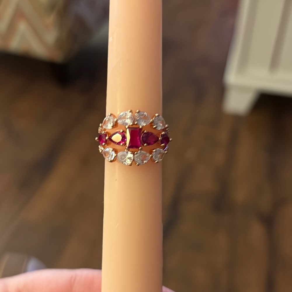 Diamond CZ and ruby ring - Picture 4 of 4